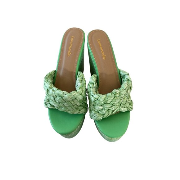 LEMONADE Green Platform Braided Wedges Sandals Size 9 - Picture 11 of 11